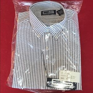 Crable Charcoal/White Sear-sucker button down